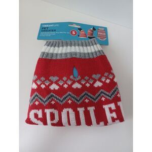 Vibrant Life Christmas Holiday Red Spoiled‎ Fair Isle Dog Sweater Size Small
